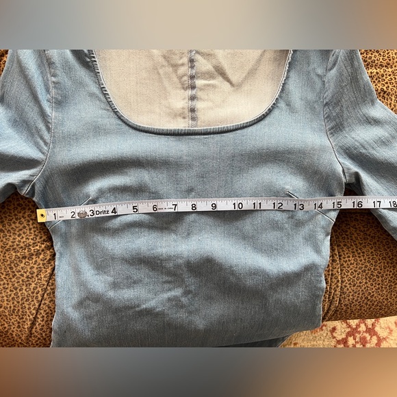 Iris Blue Denim 3/4 Sleeves Stretch Dress Size Medium - Picture 6 of 6